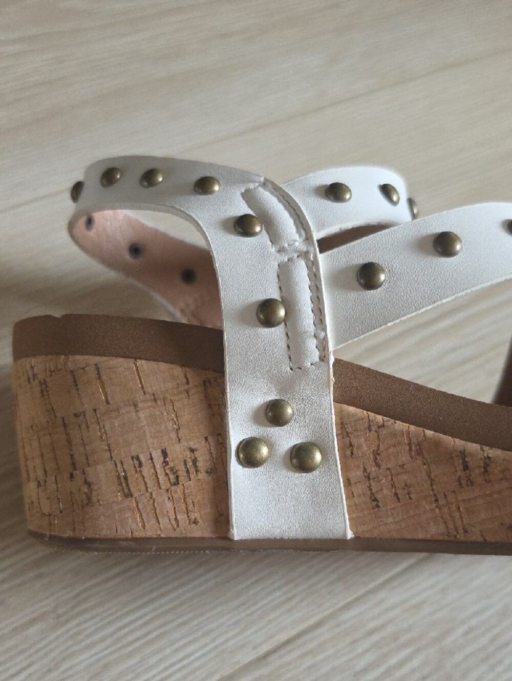 Corkys White Studded Cork Wedge Sandals - Picture 13 of 16